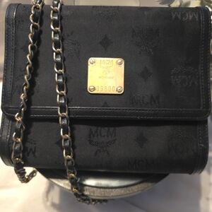 MCM Black Crossbody Bag with Gold Hardware